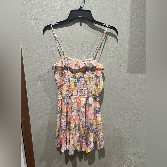 Altar'd State Floral Smocked Romper - Pink and Yellow and Blue Girly and Cute - Picture 1 of 5